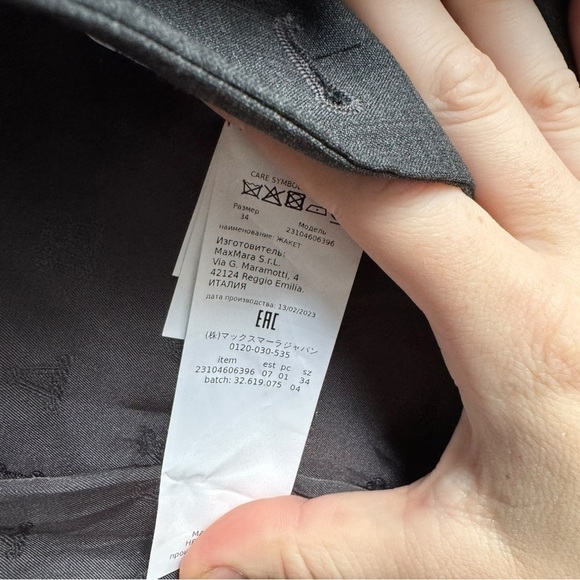 Max Mara Editore Double Breasted Virgin Wool Blazer Dark Gray 0 - Picture 10 of 13